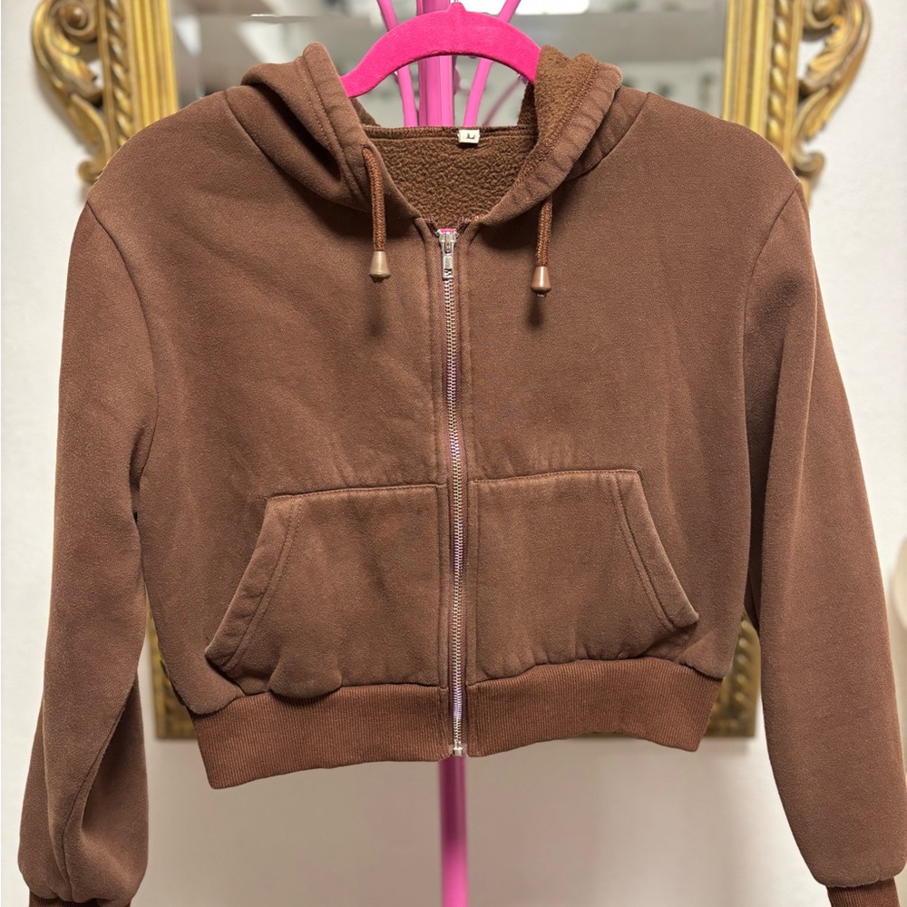 SHEIN Brown Hooded Jacket
